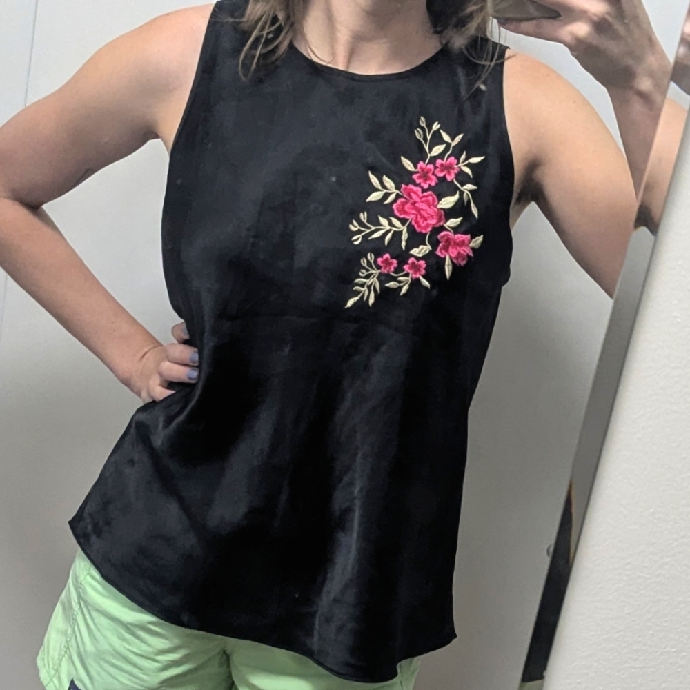 Vintage embroidered silky top